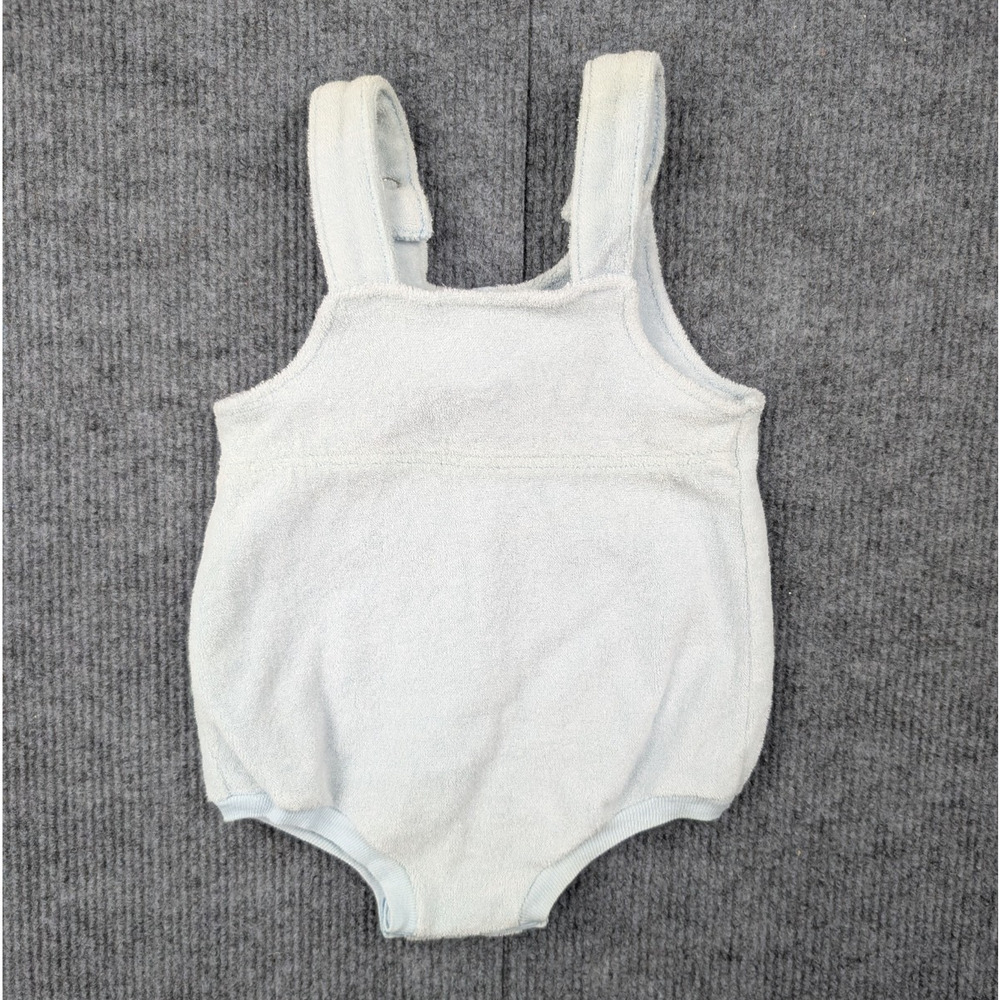 Vintage Absorba One Piece Baby Boys 6M Terry Cloth Towel Blue Retro Snap Closure